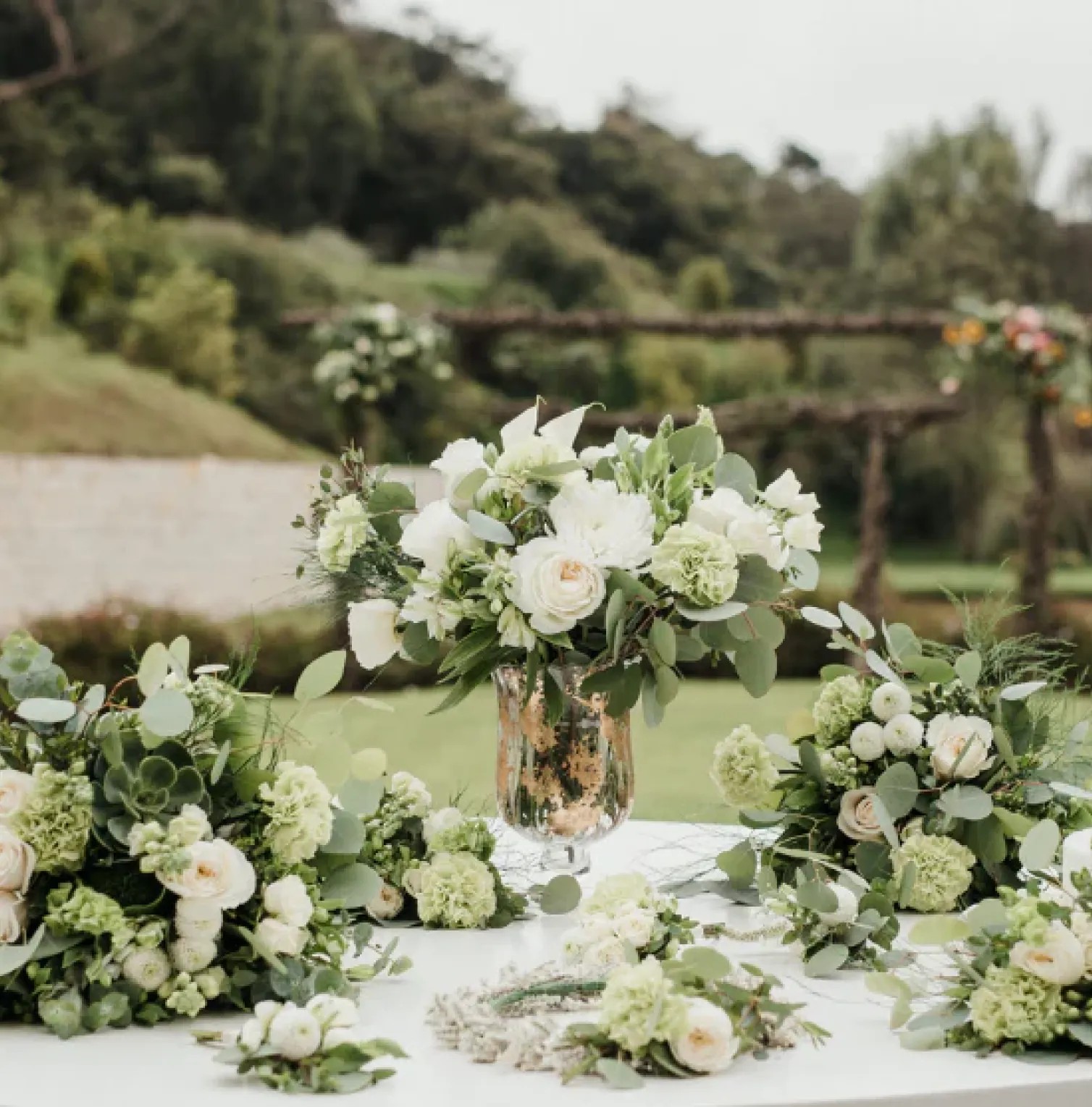 table with flowers on top