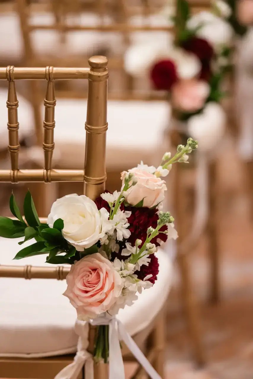Floral decorations for outdoor wedding reception