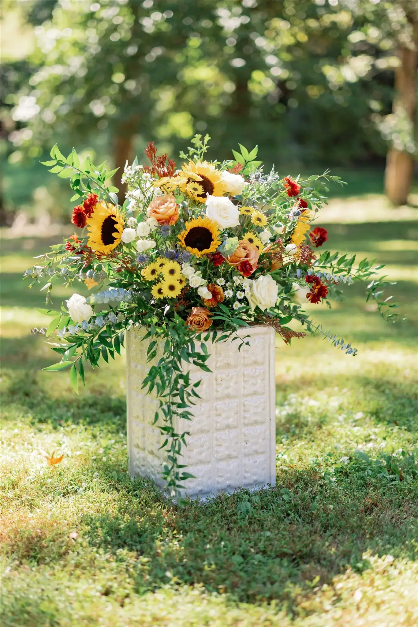 Flowers decorating the wedding pathway
