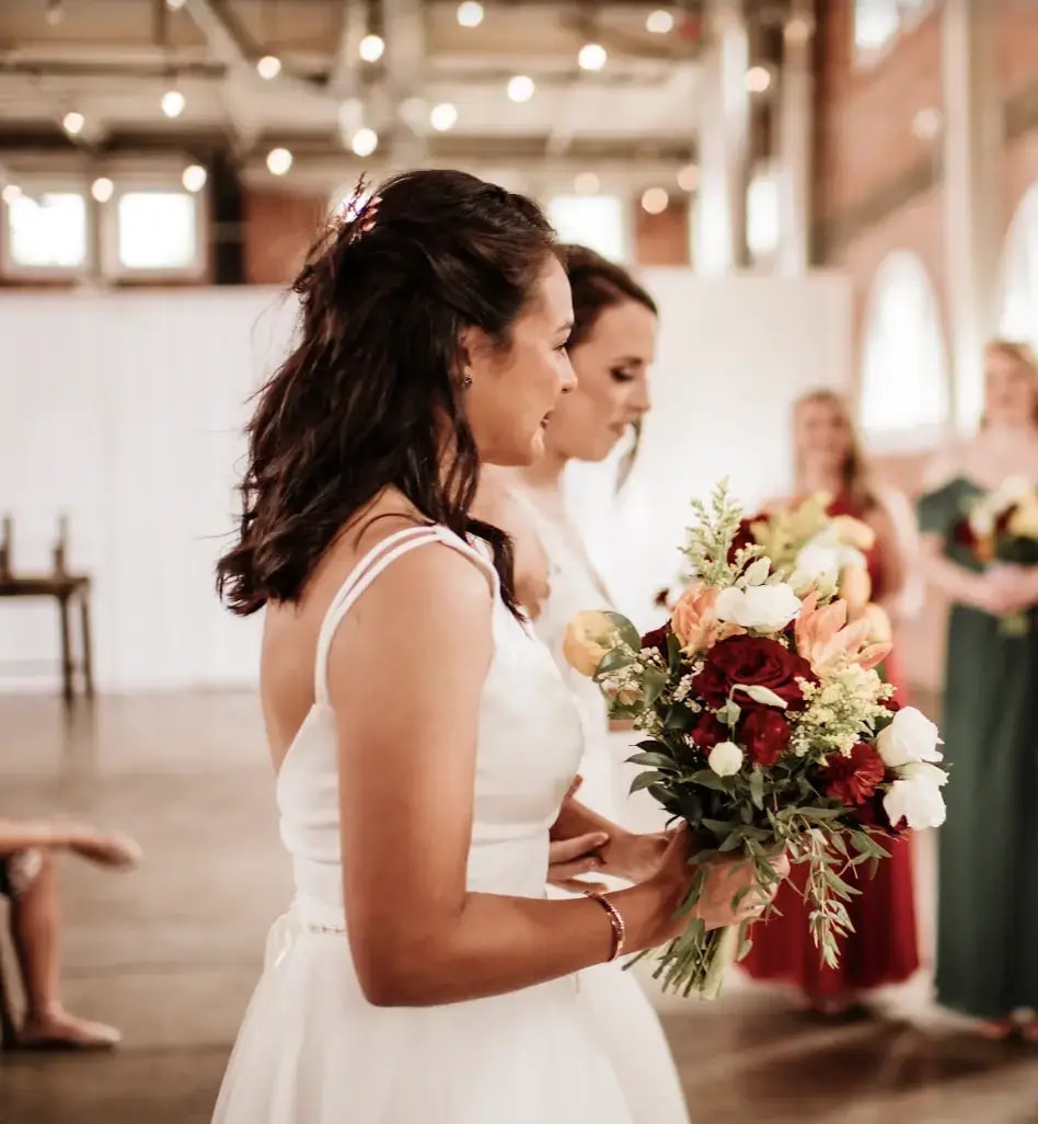 Floral bouquets for wedding guest reception