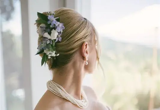weddingflowers+hairpiece+california